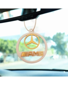 pendentif blanc et doré en plexiglas pour voiture Mercedes